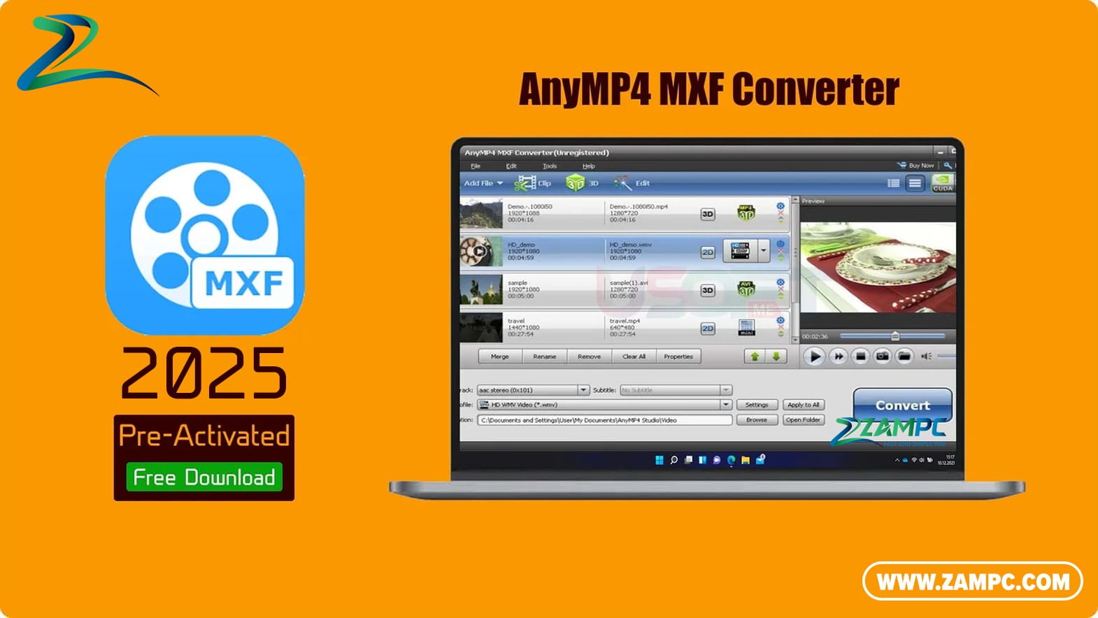 AnyMP4 MXF Converter ZamPC