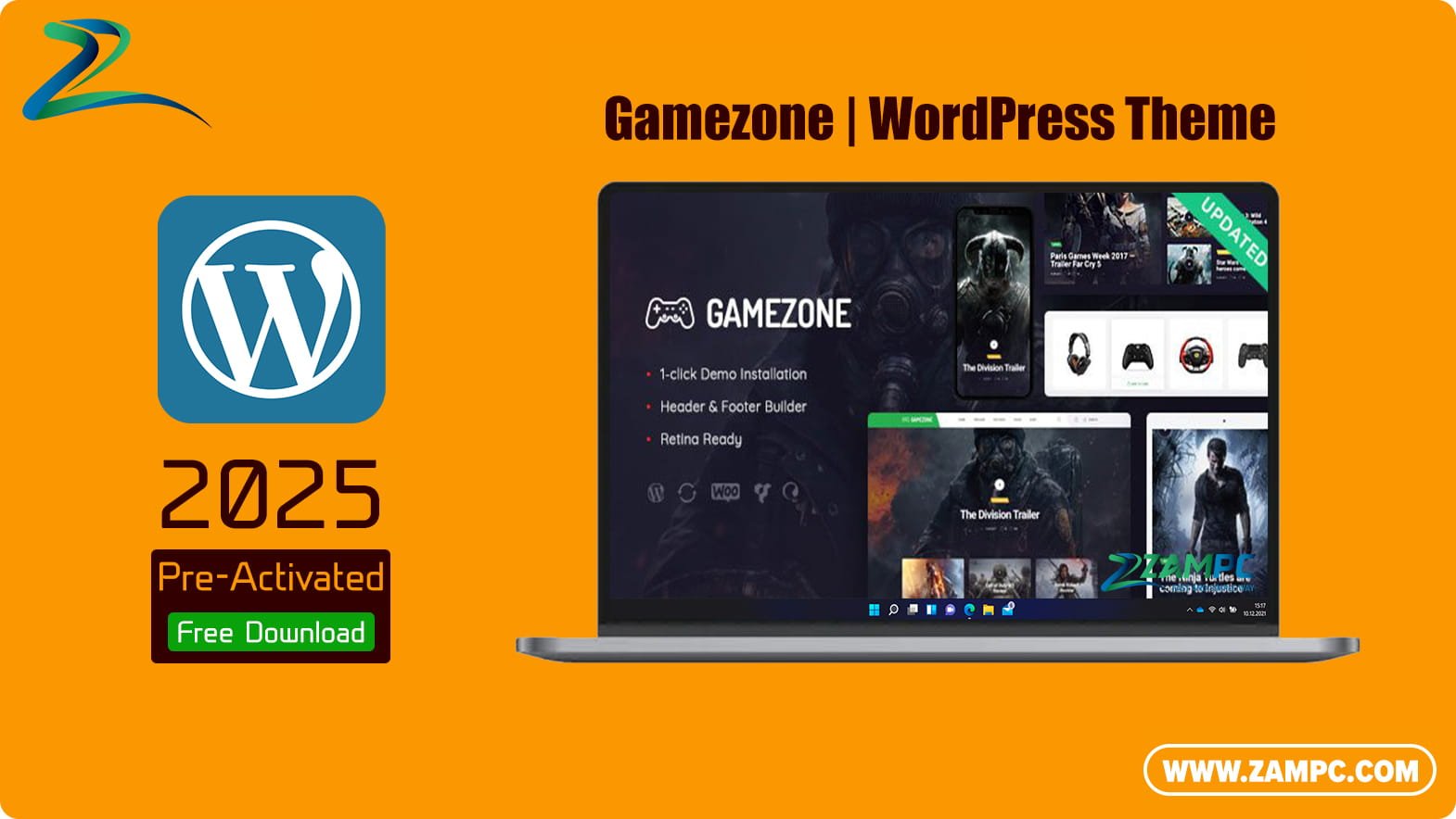 Gamezone WordPress Theme ZamPC