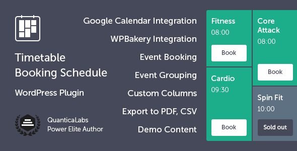 Timetable Booking Schedule for WordPress