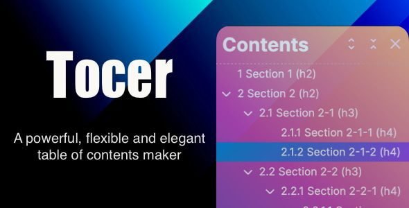 Tocer - table of contents maker WordPress plugin (formerly Fixed Toc)