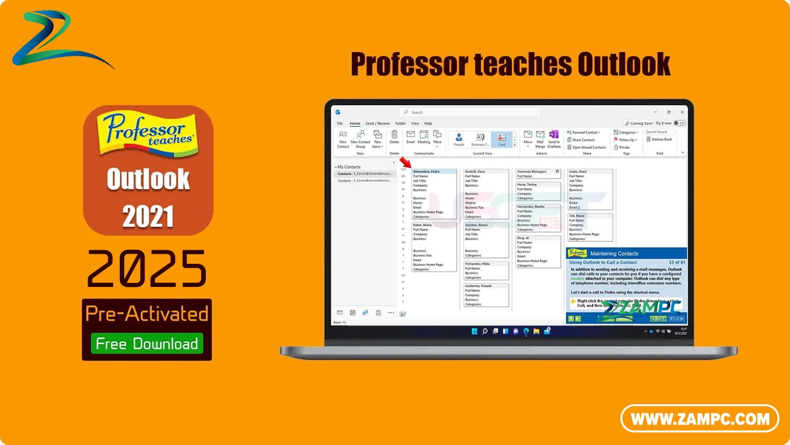 Professor teaches Outlook ZamPC