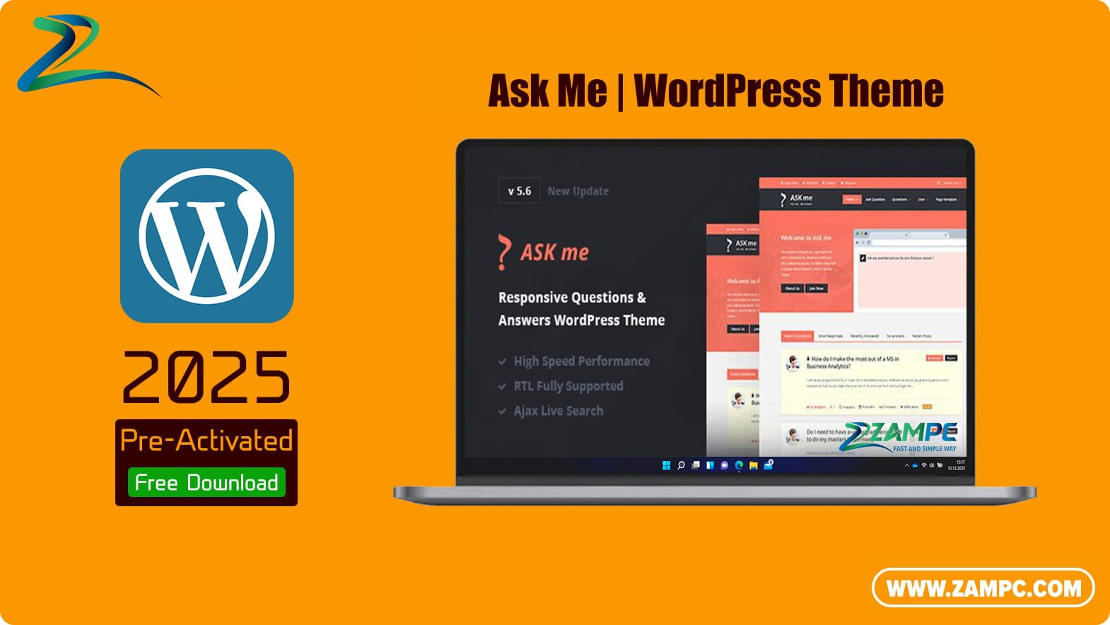 Ask Me WordPress Theme ZamPC