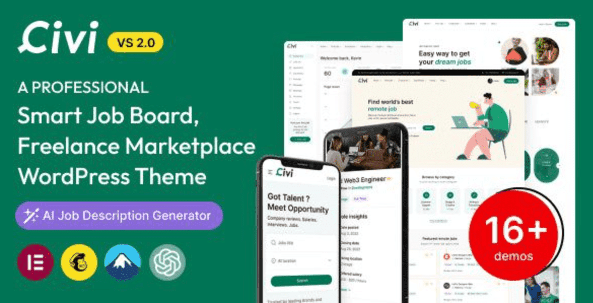 Civi Job Board, Freelance Theme