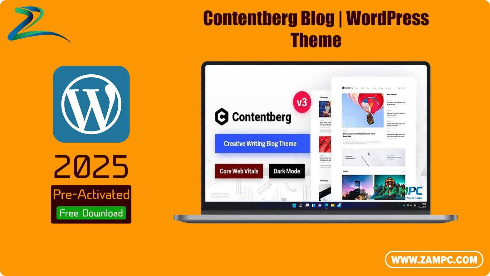 Contentberg Blog WordPress Theme ZamPC