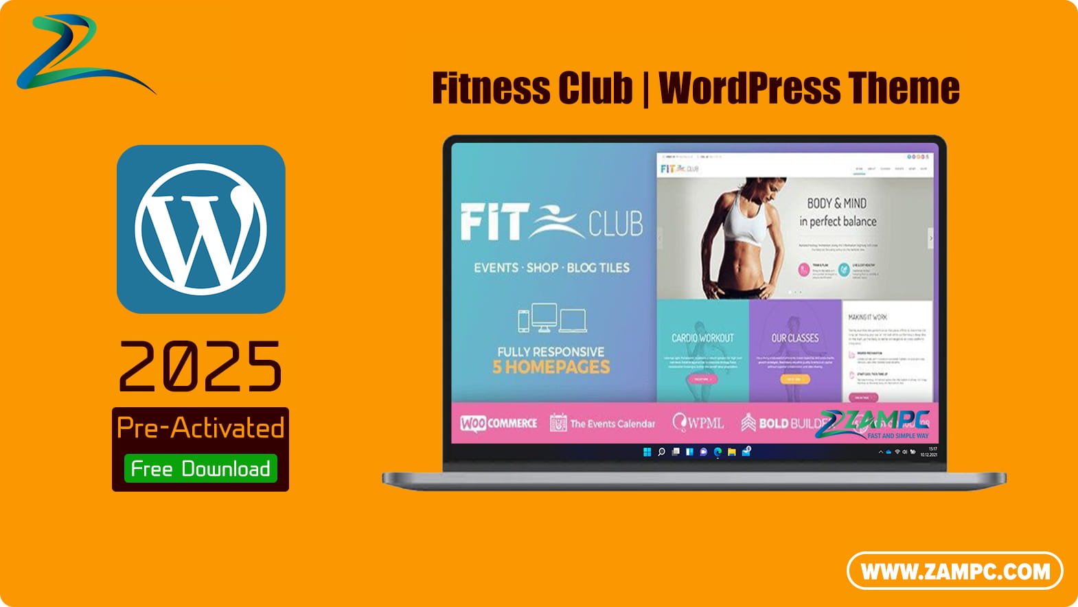 Fitness Club WordPress Theme ZamPC