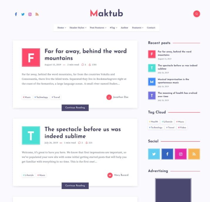 Maktub WordPress Theme
