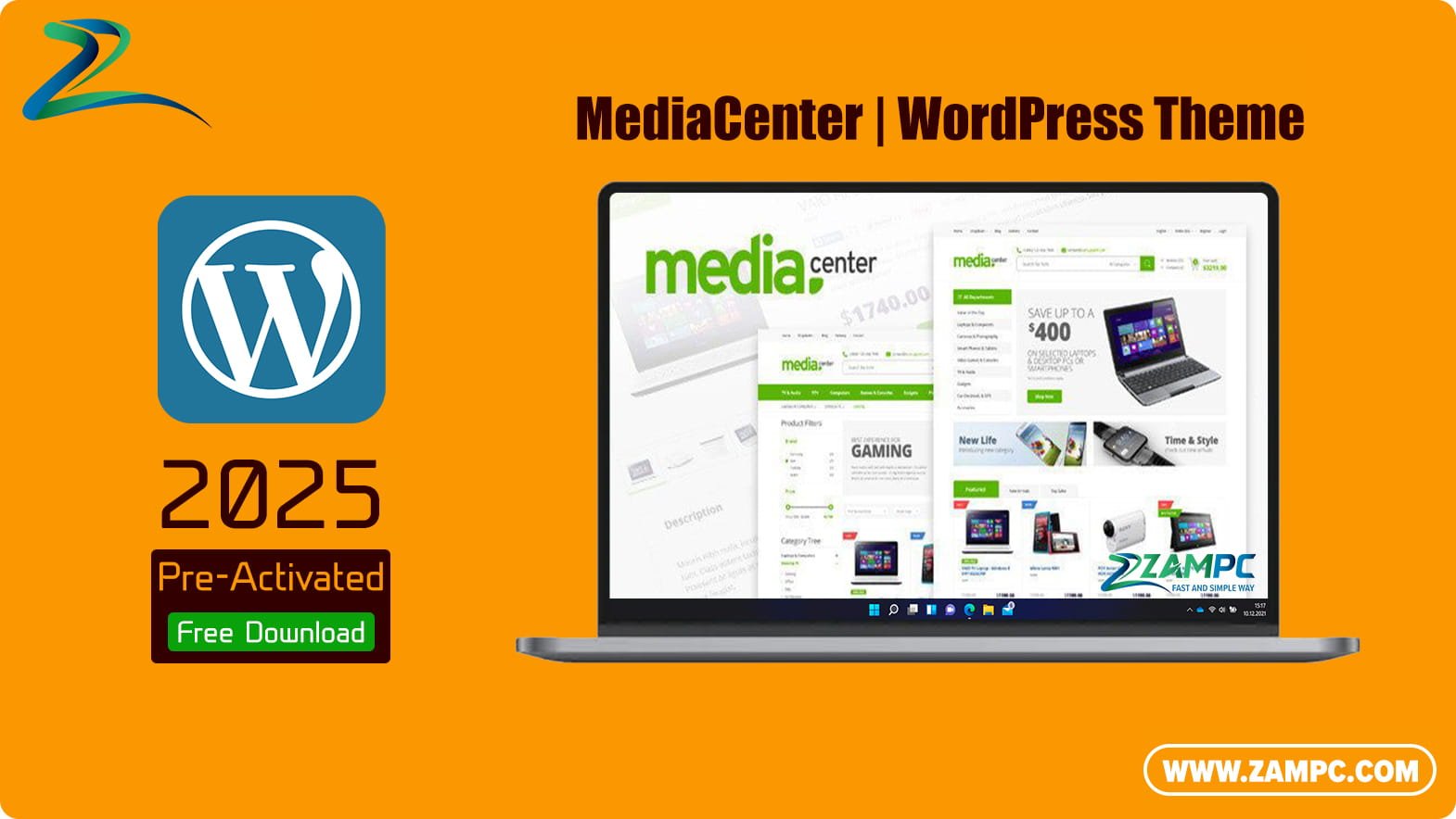 MediaCenter WordPress Theme ZamPC