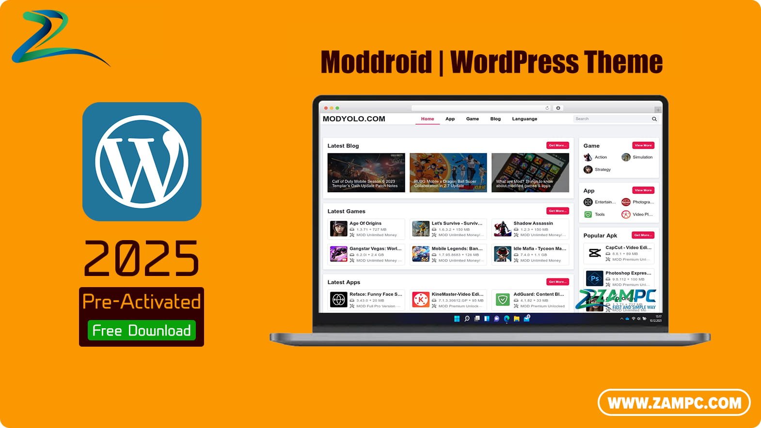 Moddroid WordPress Theme ZamPC