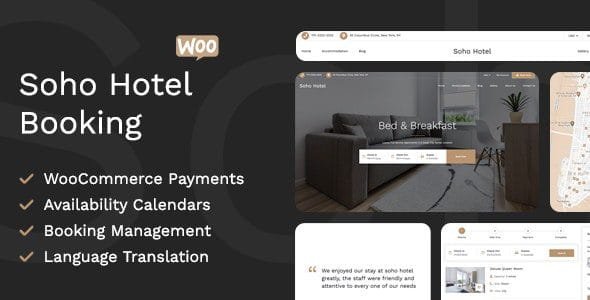 Soho Hotel Booking WordPress Theme ZamPC
