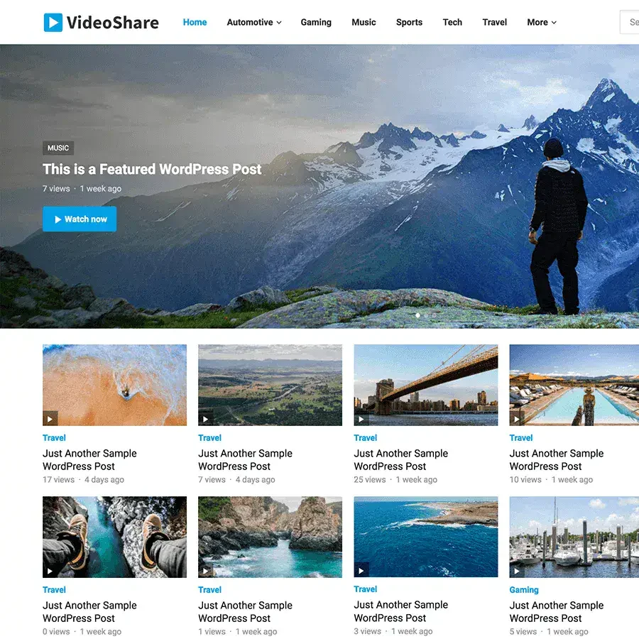 VideoShare Pro WordPress Theme