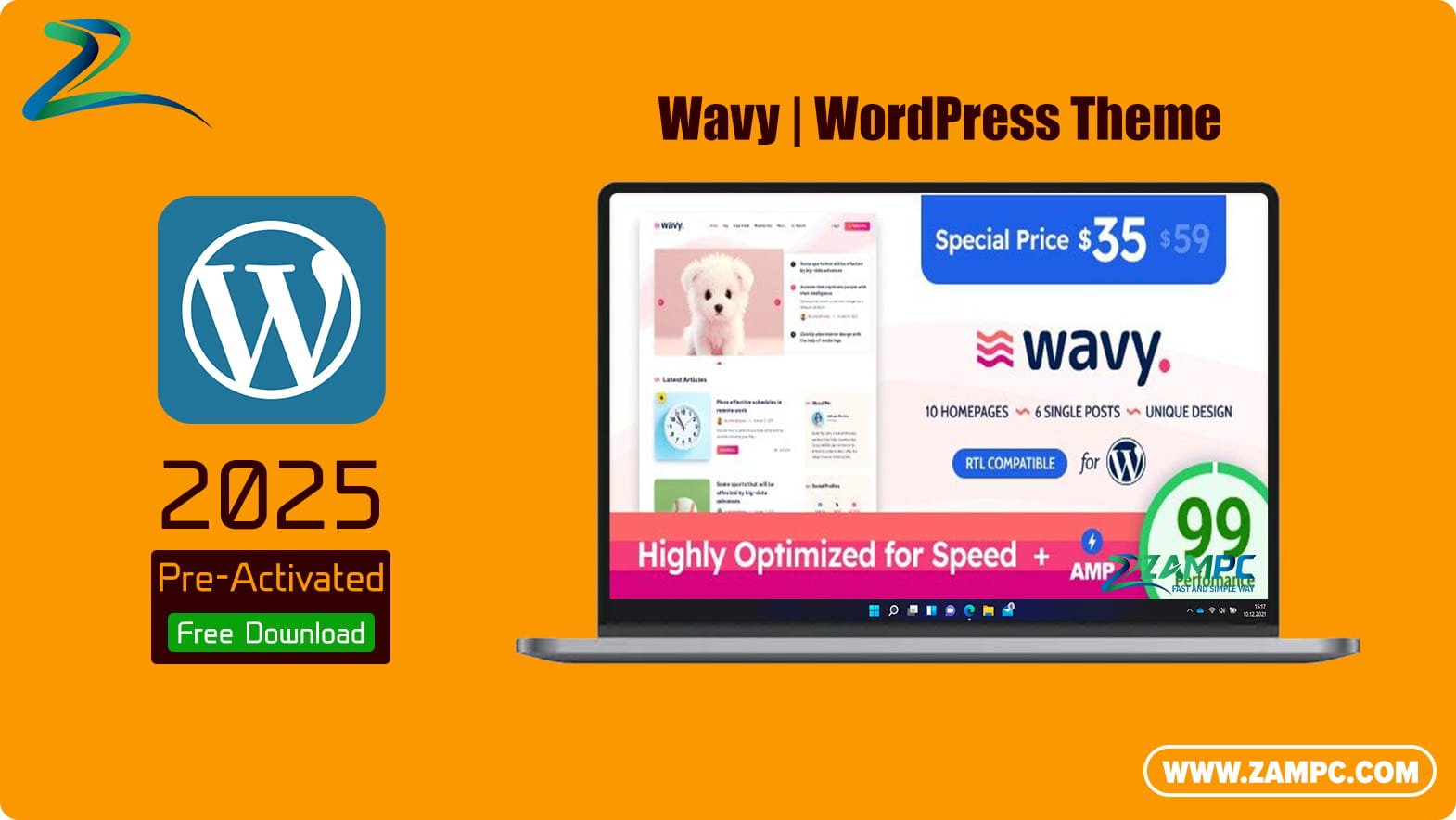 Wavy WordPress Theme ZamPC