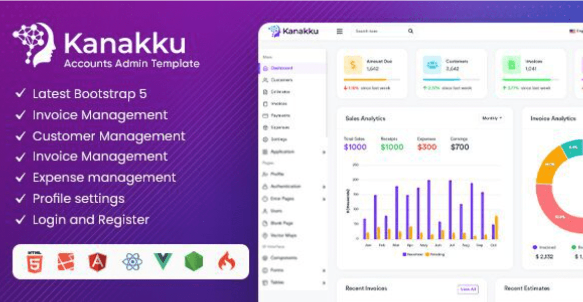 Kanakku Admin Template